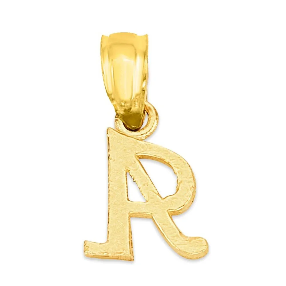 10K Solid Yellow Gold Letter A Pendant – Diamond Cut Personalized Initial Charm